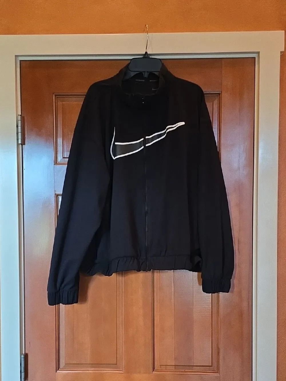 Nike Black Bomber Jacket with White Swoosh,Size 1x Nwot!